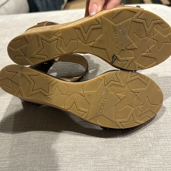 ⭐️ JIMMY CHOO ⭐️ WEDGES W/ GOLD STUDS - Picture 7 of 8